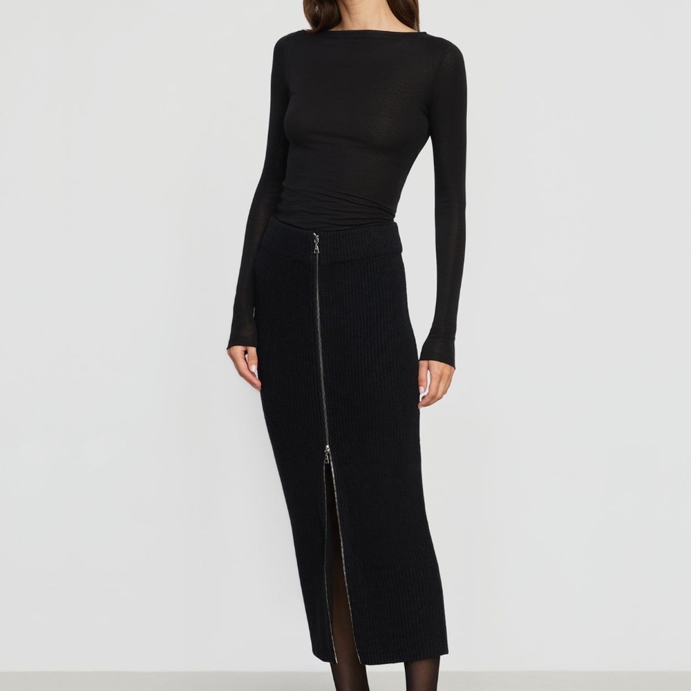 Modern Citizen Sutton Front-Zip Sweater Skirt Size SBlack / S